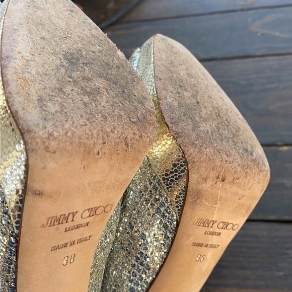 #JIMMY CHOO Nova Glitter Platform Slingback Heels 38 - Picture 12 of 14